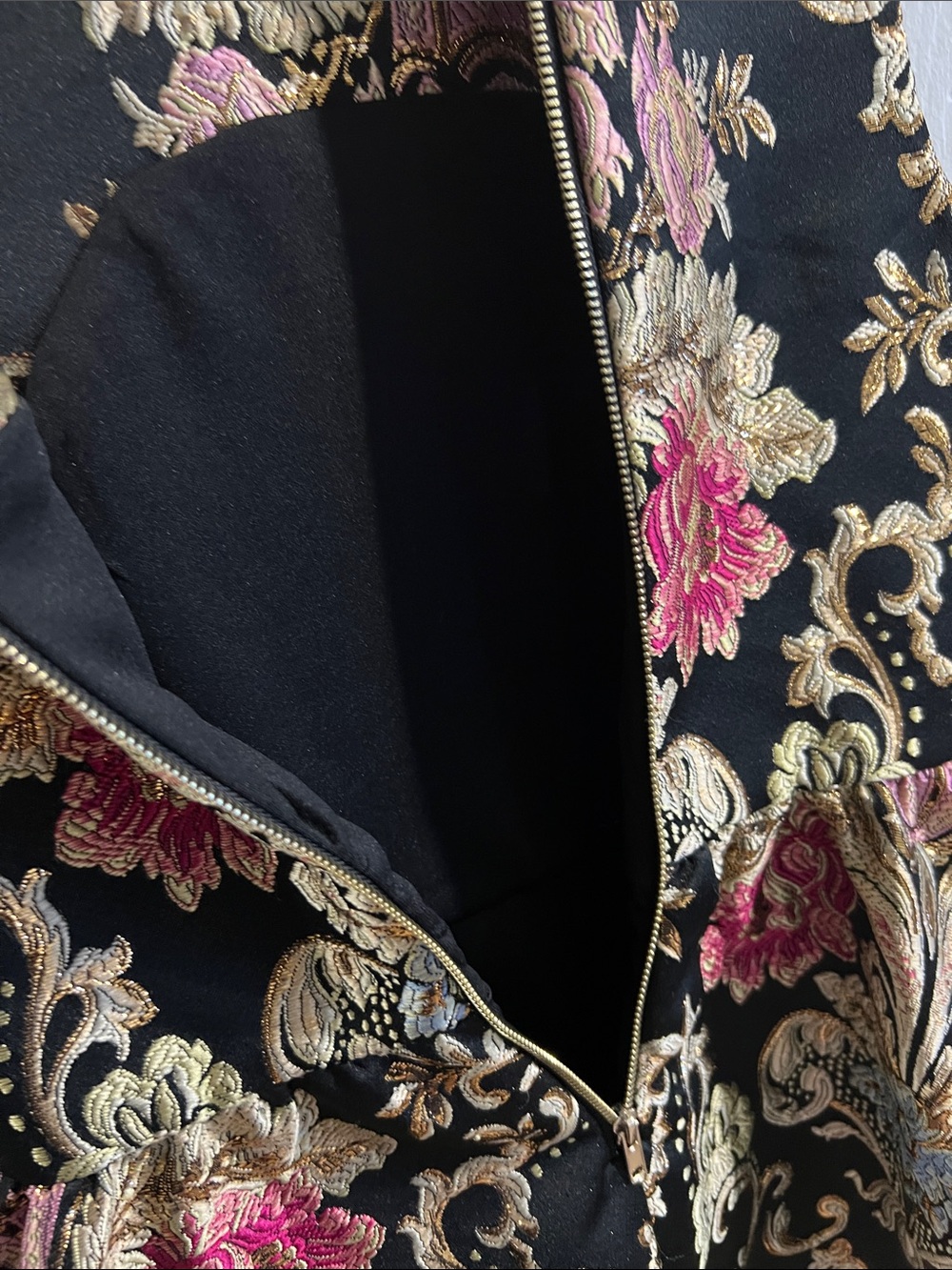 GB girls Black Brocade Dress with Pink & Gold Floral Jacquard - Picture 4 of 7